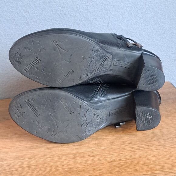 Pikolinos Verona Women 38 7.5 Black Leather Mid-Calf Zip Boots Ankle Heels - Picture 7 of 11